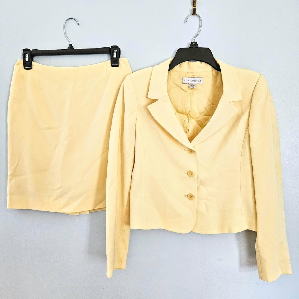 Petite Sophisticate Cream Blazer and Skirt Set